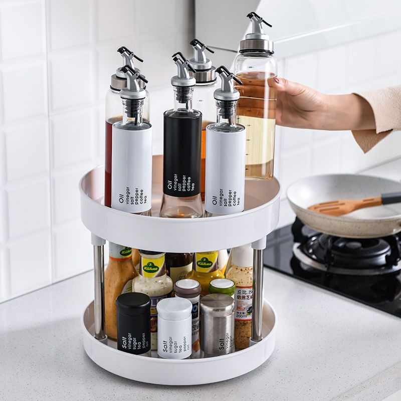 Multifunctional Rotating Storage Rack Thickened Non-Slip Storage Tray Household Bottle Oil, Salt, Sauce and Vinegar Seasoning Can