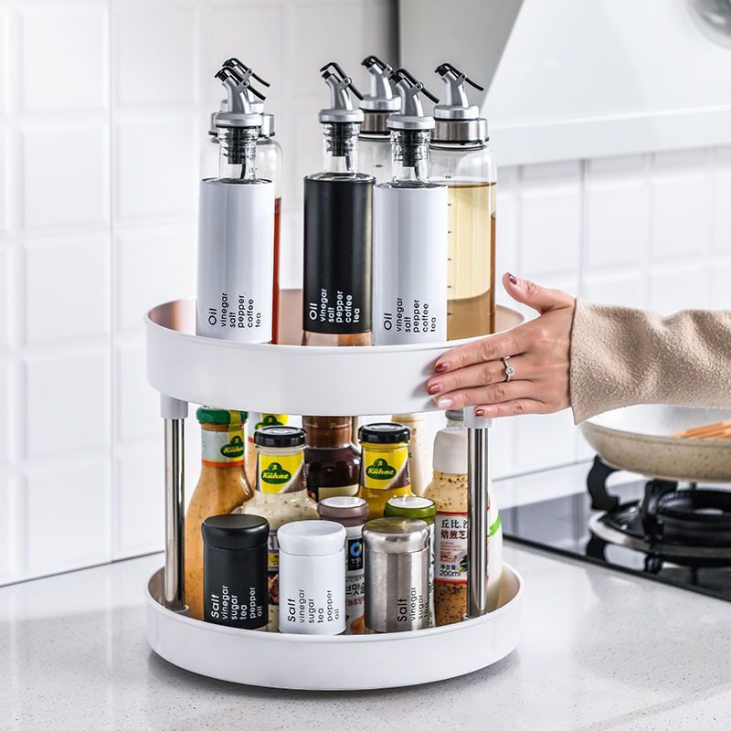 Multifunctional Rotating Storage Rack Thickened Non-Slip Storage Tray Household Bottle Oil, Salt, Sauce and Vinegar Seasoning Can