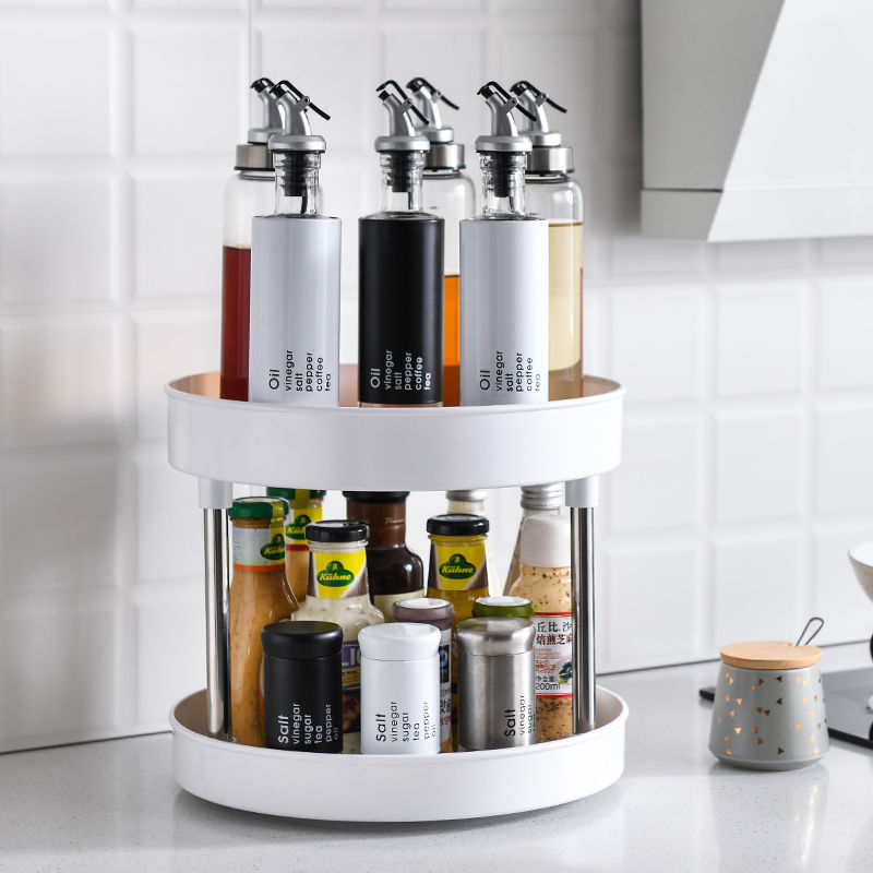 Multifunctional Rotating Storage Rack Thickened Non-Slip Storage Tray Household Bottle Oil, Salt, Sauce and Vinegar Seasoning Can