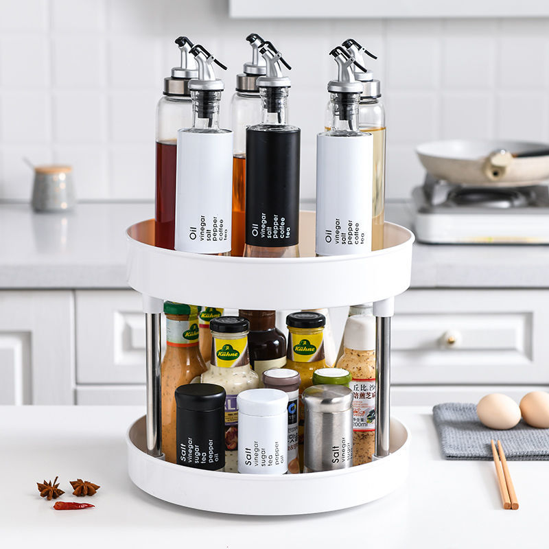 Multifunctional Rotating Storage Rack Thickened Non-Slip Storage Tray Household Bottle Oil, Salt, Sauce and Vinegar Seasoning Can