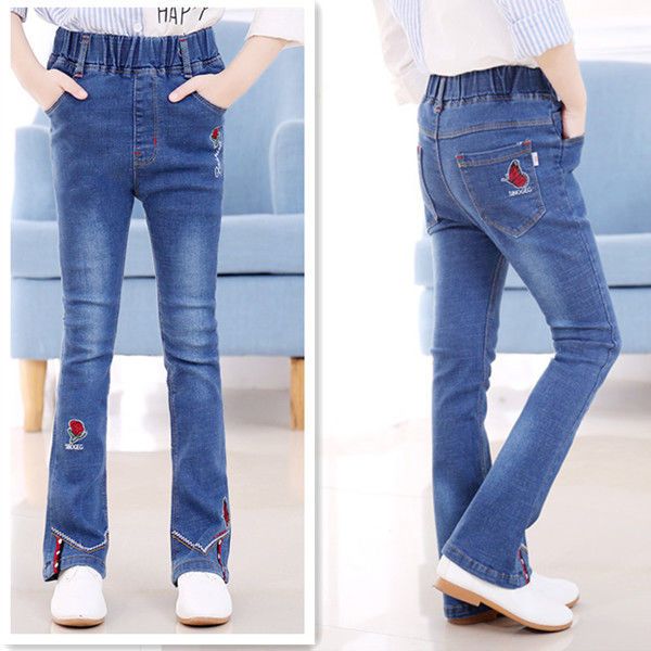 Children's Clothing Girls' Denim Trousers 2024 Spring and Autumn New Medium and Big Children's Funky Casual Fred Jeans