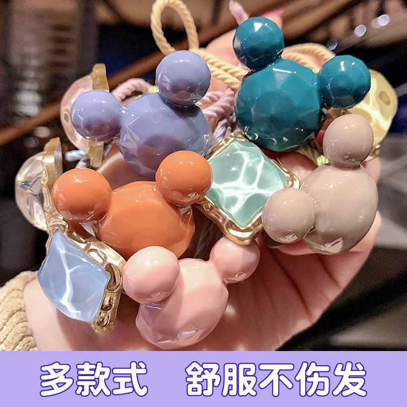 korean style cute mickey mouse hair rope girl rope rubber band hairtie internet celebrity simple hair ring children headwear female