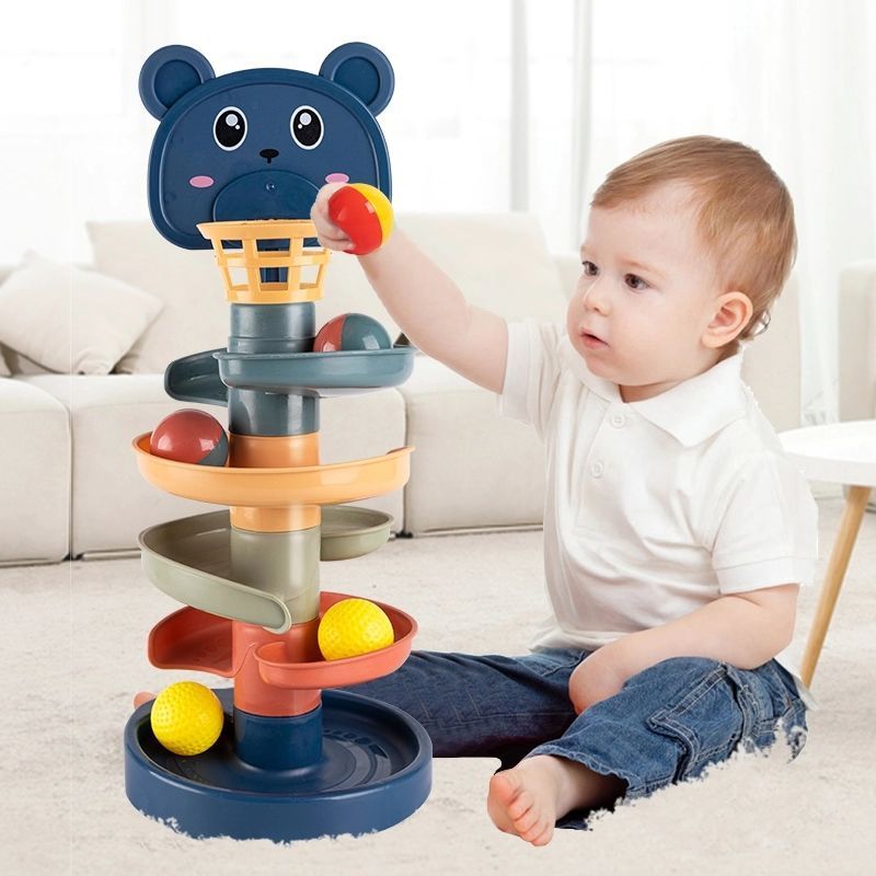 Baby Educational Fun Track Slide Ball Tower Turn Music Jenga Children's Toys Intelligent Fun 1-2 Toys Early Education