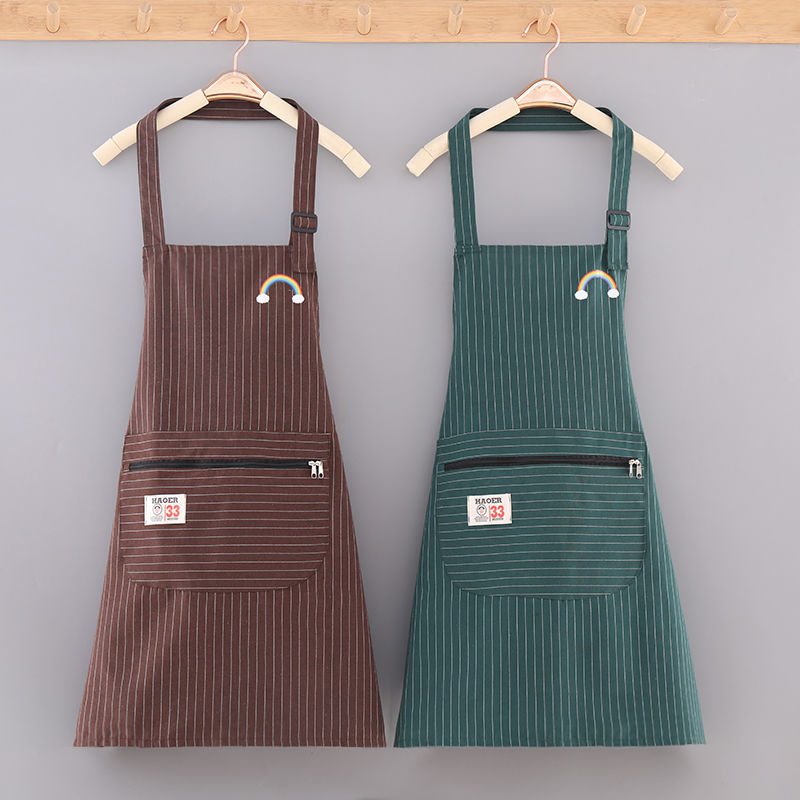 Cotton and Linen Beautiful Cloth Apron for Women New Kitchen Household Oil-Proof Anti-Fouling Simple Fashion Korean Style Slim Fit Apron