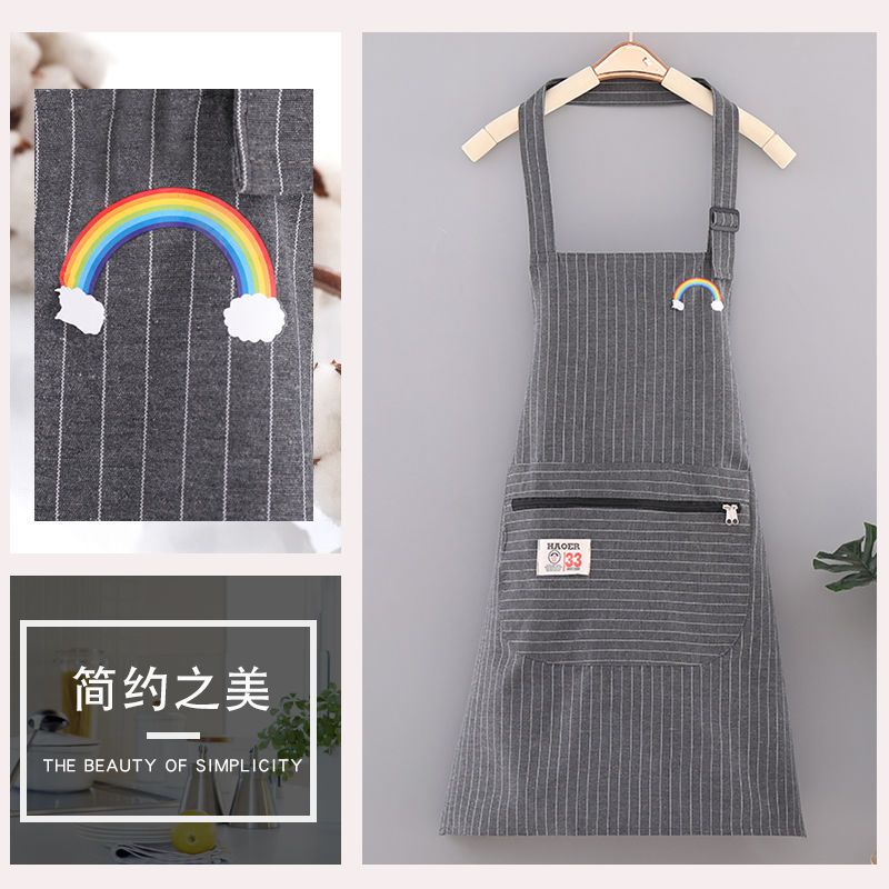 Cotton and Linen Beautiful Cloth Apron for Women New Kitchen Household Oil-Proof Anti-Fouling Simple Fashion Korean Style Slim Fit Apron