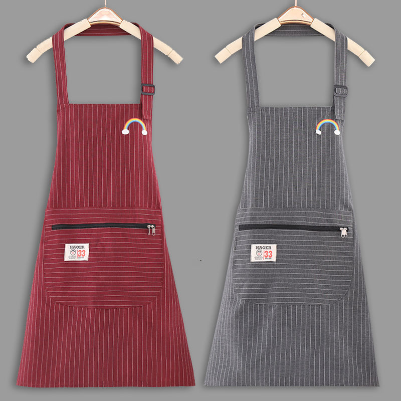 Cotton and Linen Beautiful Cloth Apron for Women New Kitchen Household Oil-Proof Anti-Fouling Simple Fashion Korean Style Slim Fit Apron