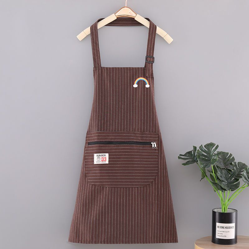 Cotton and Linen Beautiful Cloth Apron for Women New Kitchen Household Oil-Proof Anti-Fouling Simple Fashion Korean Style Slim Fit Apron