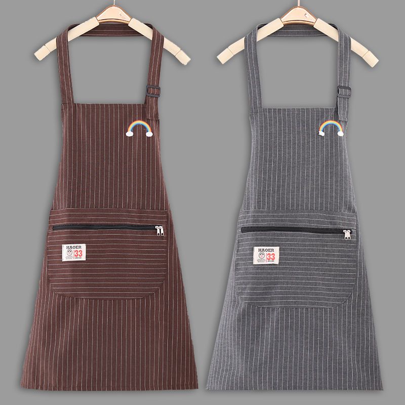 Cotton and Linen Beautiful Cloth Apron for Women New Kitchen Household Oil-Proof Anti-Fouling Simple Fashion Korean Style Slim Fit Apron