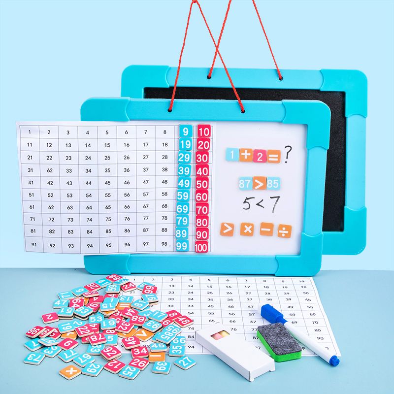 Montessori Magnetic Hundreds Board 1 to 100 Kids Math Teaching Aids Kindergarten Toys Addition and Subtraction Teaching Aids Montessori