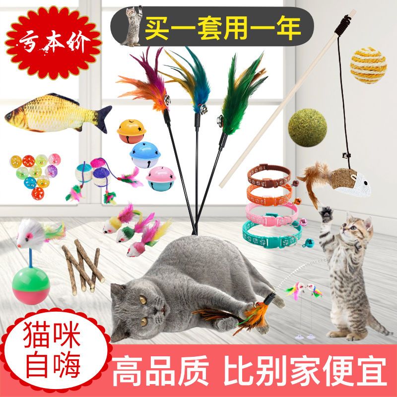 Cat Toy Cat Teaser Play Self-Hi Relieving Stuffy Funny Cat Artifact Laser Pen Catnip Ball Kitten Cat Toy
