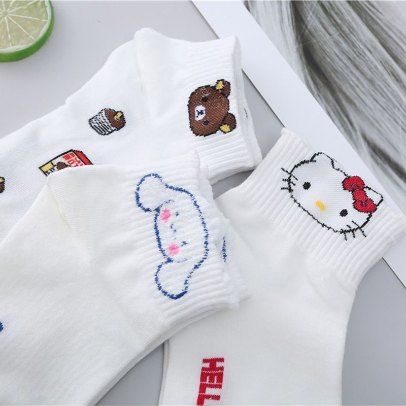 Japanese Style Socks Cute Cartoon for Children Spring and Summer Student Girl GirlyGirl Lolita Titty Cat Cinnamoroll Babycinnamoroll Tube Socks