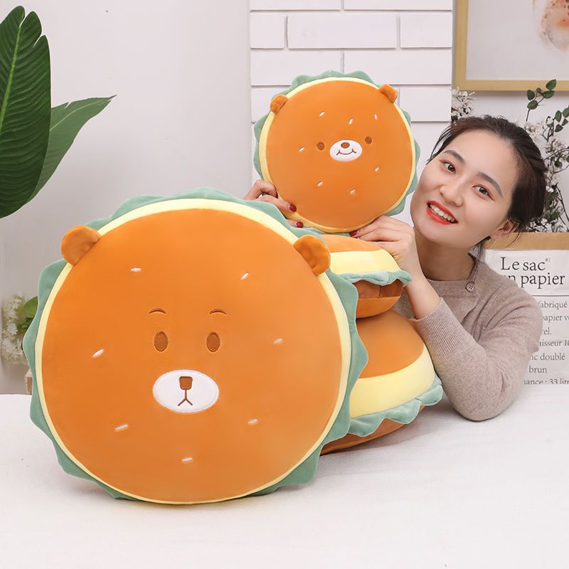 Hamburger Pillow Plush Toy Foodie Snack Pack Camping Pad Sleeping Multifunctional Girl Heart Birthday Creative Gift