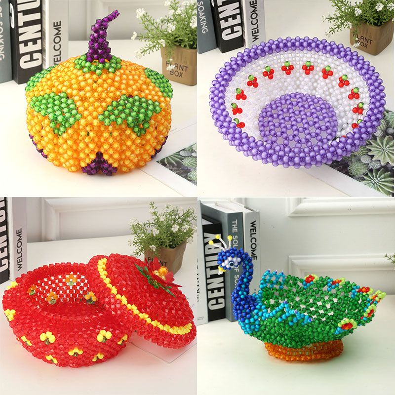 diy handmade beaded fruit plate material package scattered beads adult woven candy box peacock pumpkin box living room decoration