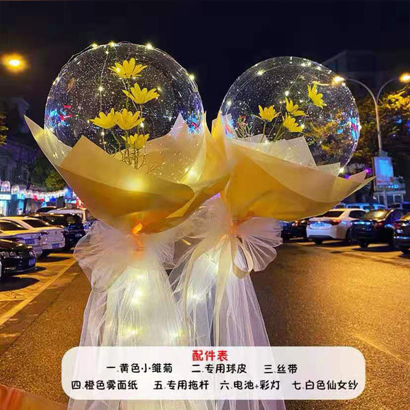 hot sale internet celebrity luminous balloon roses bounce ball bouquet wholesale full set with lights lover confession promotion hot sale