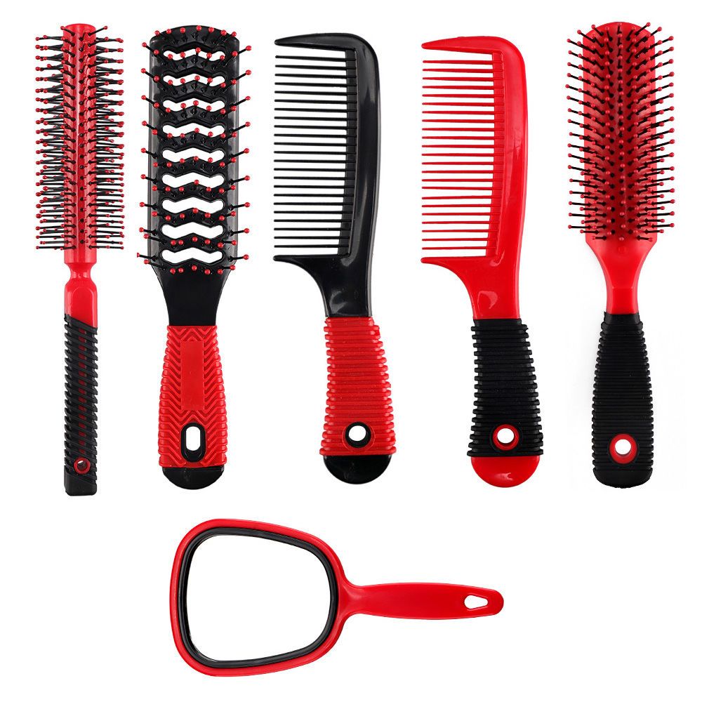 Two-Piece Set Hairdressing Air Cushion Massage Comb Carbon Fiber Comb Hair Rolling Comb Mirror Vent Comb Foreign Trade Tail Goods