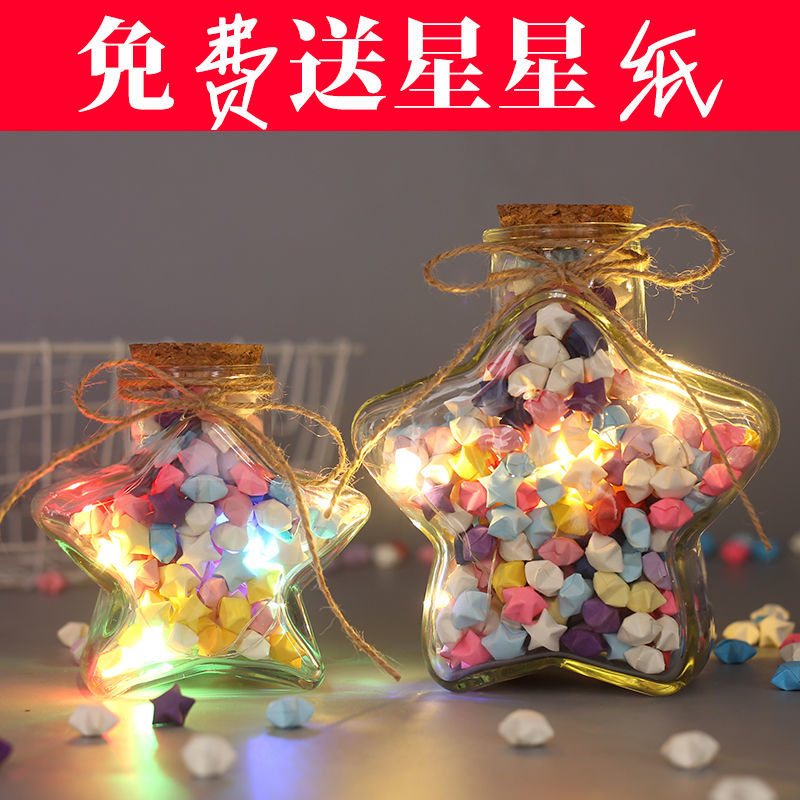 led small colored lights glass bottle lucky star plastic tube star bottle cork wishing bottle diy starry rainbow bottle gift