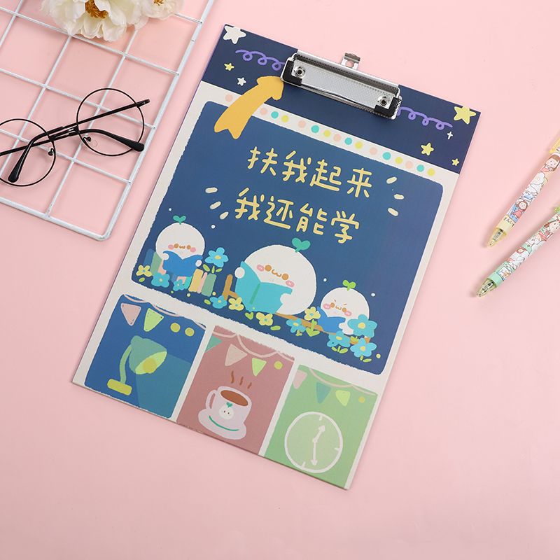 Yiwushan A4 Tablet Clip Writing Student Exam Pad Clip Exam Paper Homework Cute Cartoon Ins Folder