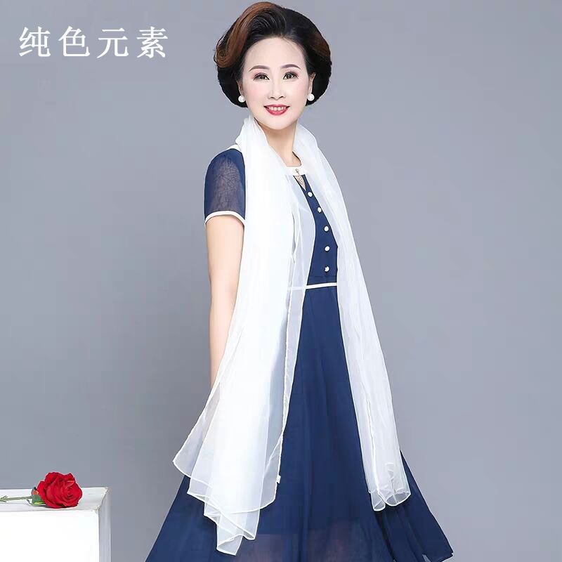 [direct selling from production place] pure color ice silk silk scarf women‘s long wild fashion thin scarf shawl sunscreen chiffon scarf