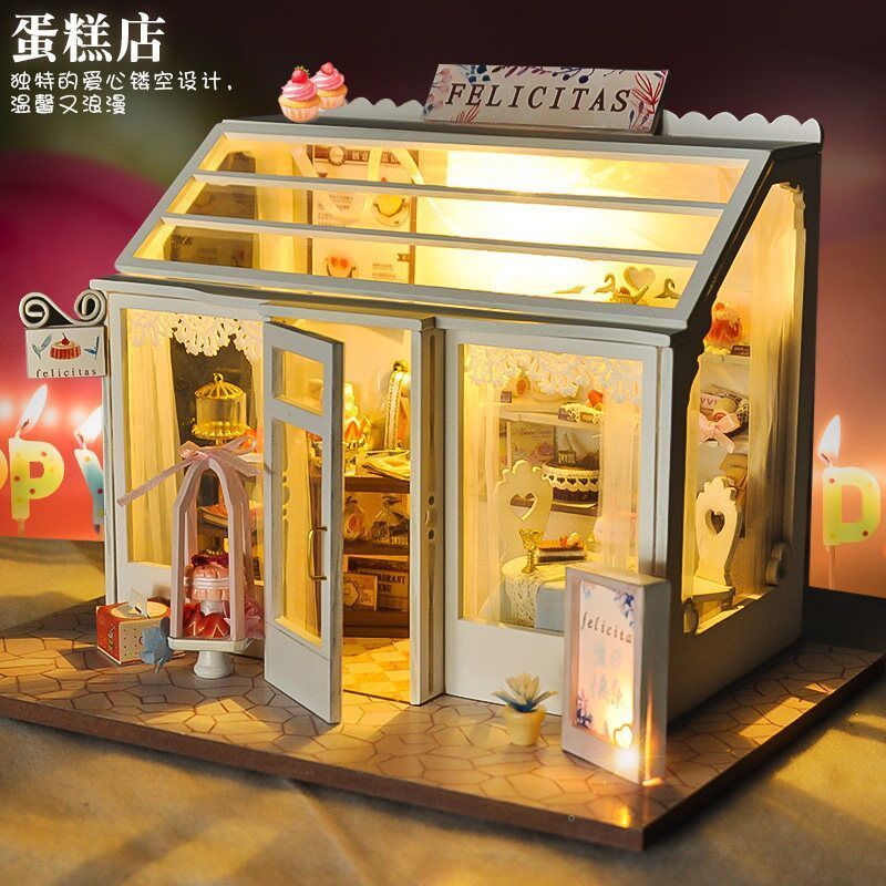 diy handmade cottage mini small house creative children educational wooden toys model birthday gift female