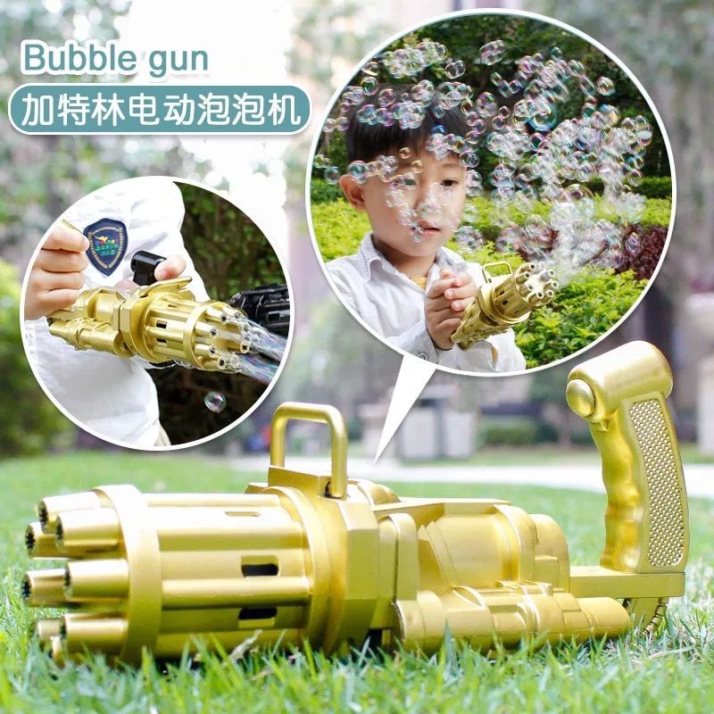 Gatling Version Bubble Machine Tiktok Same Style Bubble Gun Internet Celebrity Gun Electric Camera Eight-Hole Bubble Blowing Liquid Bubble Water