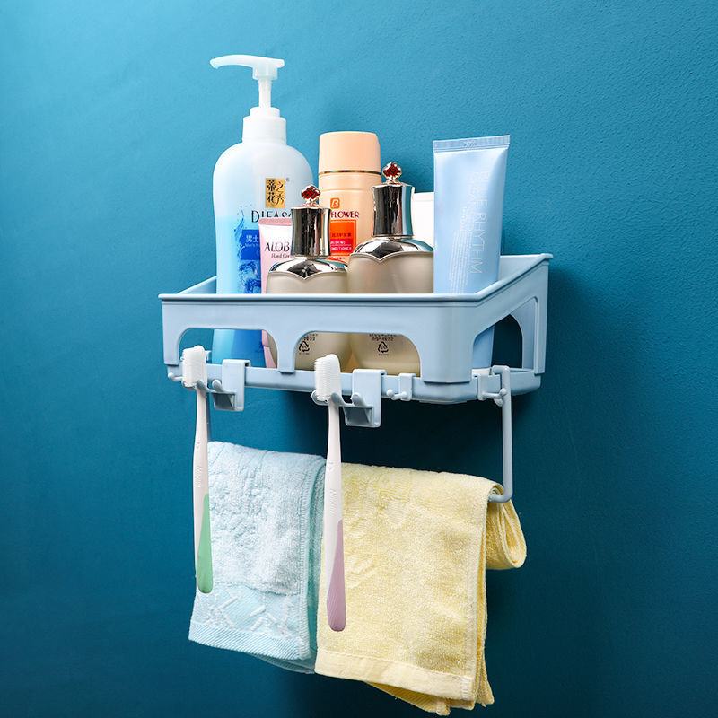 [Multi-Function] Punch-Free Bathroom Rack Towel Rack Wall-Mounted Bathroom Kitchen Self-Adhesive Storage Rack