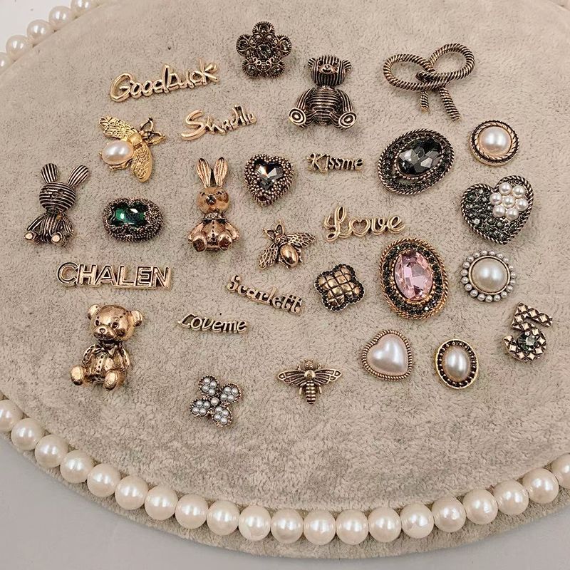 2021 new alloy accessories diy retro  style hairpin headdress rabbit bear letter flower plate material accessories