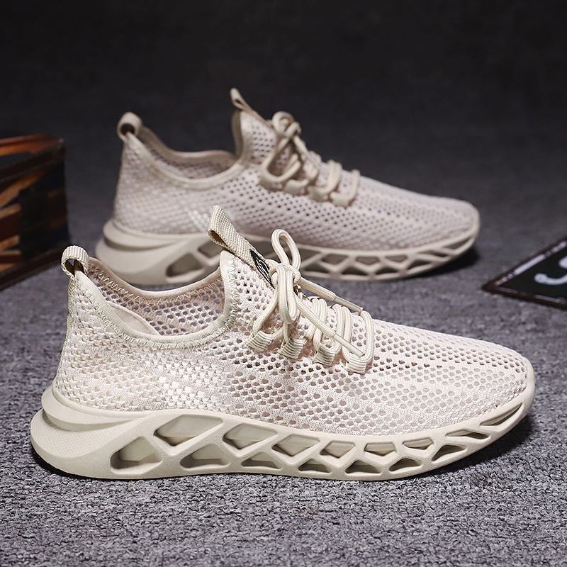 buy one get one free 2024 summer breathable flying woven mesh shoes trendy all-match mesh casual sports shoes male student shoes