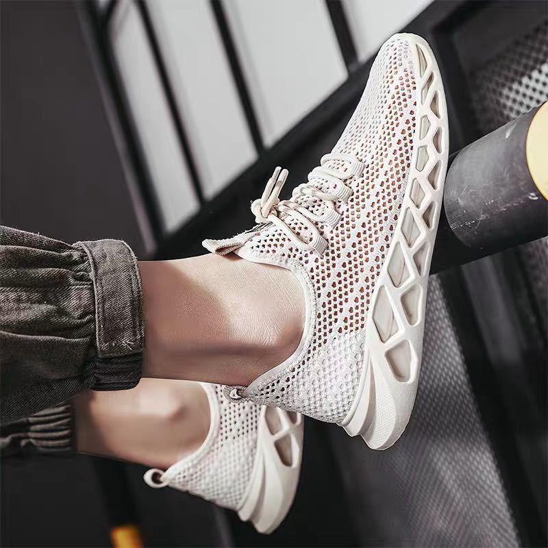 buy one get one free 2024 summer breathable flying woven mesh shoes trendy all-match mesh casual sports shoes male student shoes