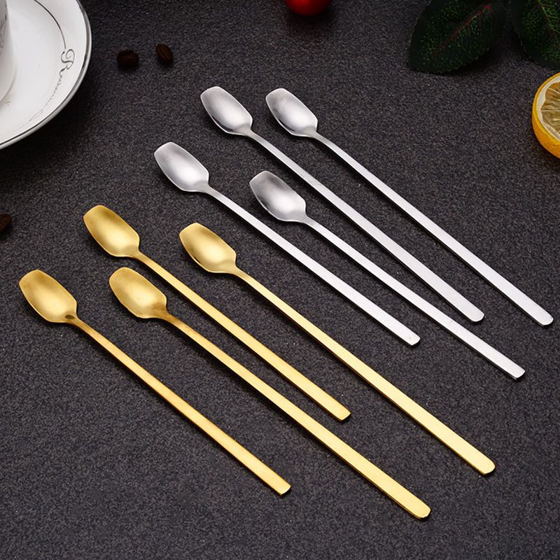 coffee spoon long handle stainless steel stirring rod spoon mini small spoon smoothie spoon dessert honey spoon wine spoon