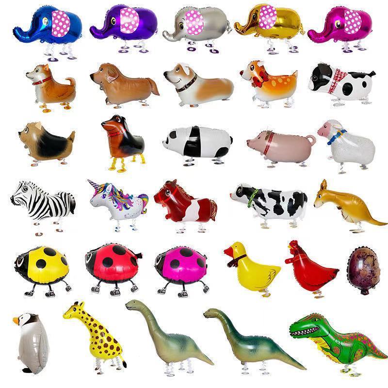 Walking Balloon Pig Duck Giraffe Sheep Children's Party Supplies Cartoon Aluminum Foil Pet Walking Balloon