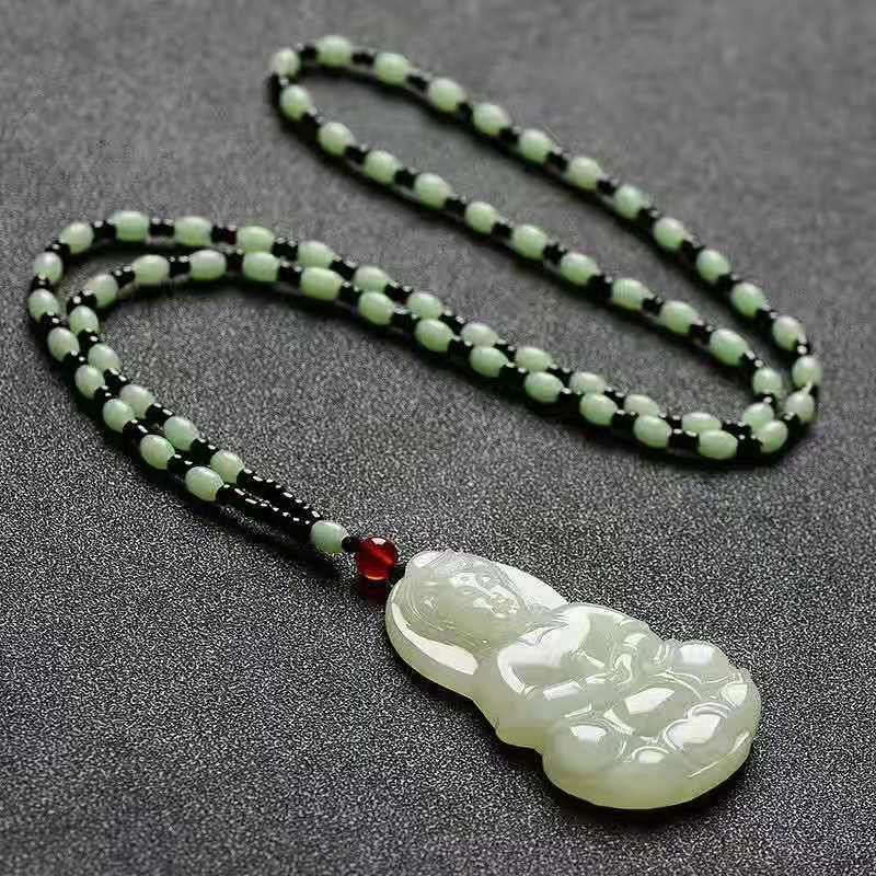Hotian Jade Pendant Avalokitesvara Buddha Men and Women Couple Jade Pendant Guanyin Bodhisattva Amitabha Jade Pendant Necklace