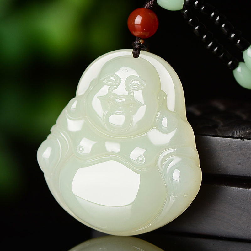 Hotian Jade Pendant Avalokitesvara Buddha Men and Women Couple Jade Pendant Guanyin Bodhisattva Amitabha Jade Pendant Necklace