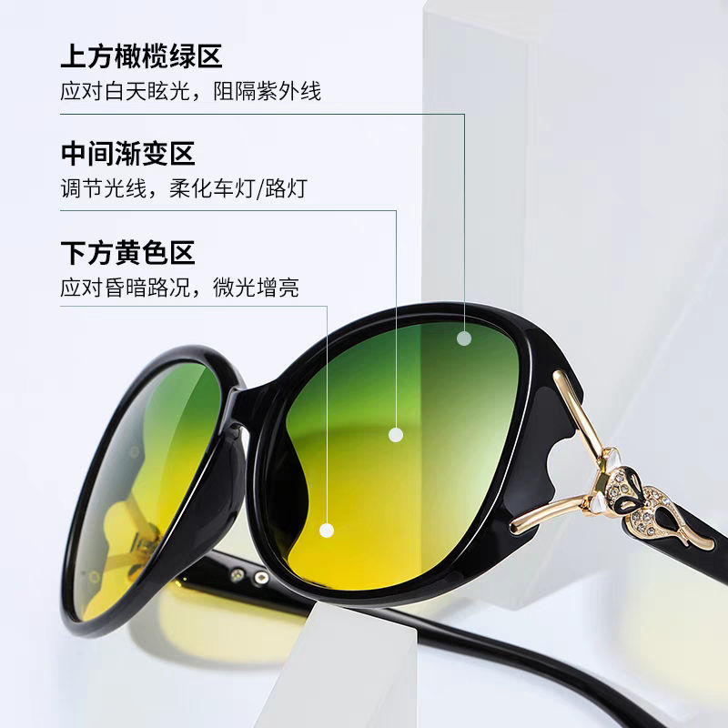 Women's Sunglasses New Polarized Uv-Proof Sunglasses Korean Style High-End Driving Day and Night Dual Use Internet Celebrity Same Style