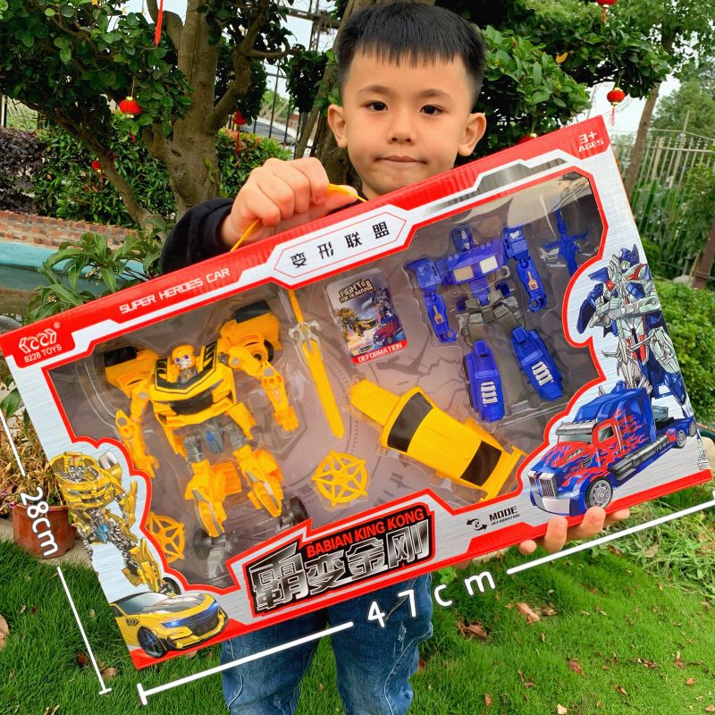 children‘s transform toys king kong large optimus prime bumblebee hand-made robot model dinosaur toy boy