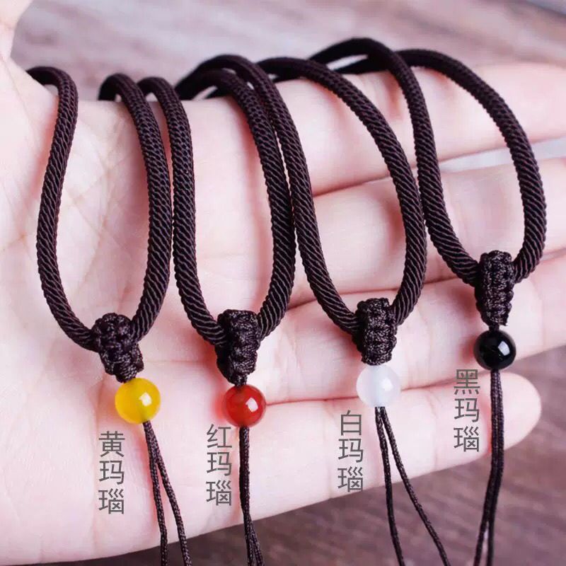 simple hand-woven lanyard jade hetian jade pendant necklace threading new men‘s and women‘s pendant red rope adjustable