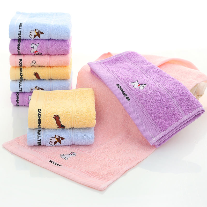 Kids' Towel Pure Cotton Household Lint-Free Face Washing Face Towel Absorbent Cute Cartoon Baby Kindergarten Rectangular