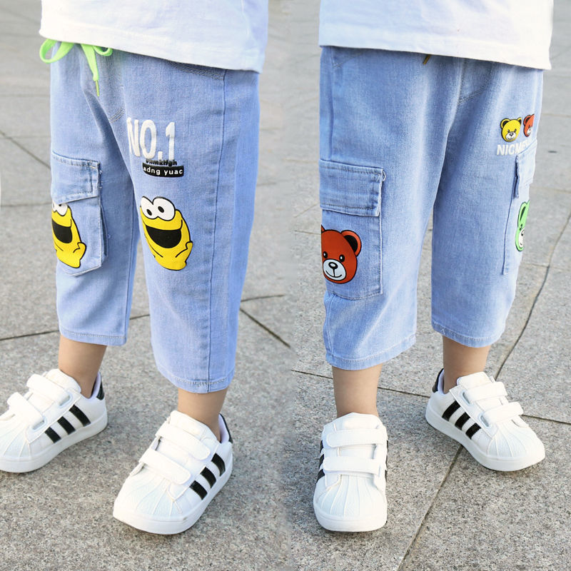 boy‘s cropped trousers summer new boys and girls middle pants cropped pants girls middle pants boy pants summer thin