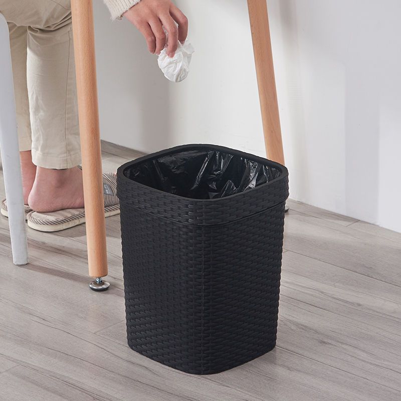 Trash Can Household Rattan-like Square Wastebasket Living Room Bedroom Minimalist Creative Kitchen Office Trash Can