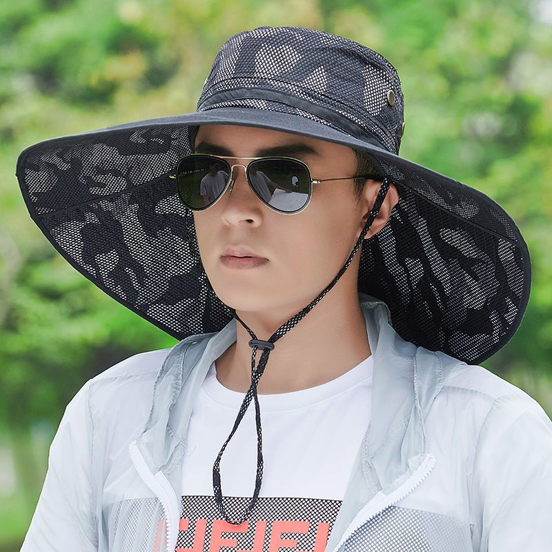 sun hat men‘s summer outdoor fishing hat men‘s sun hat face cover ultraviolet-proof breathable big brim fisherman hat