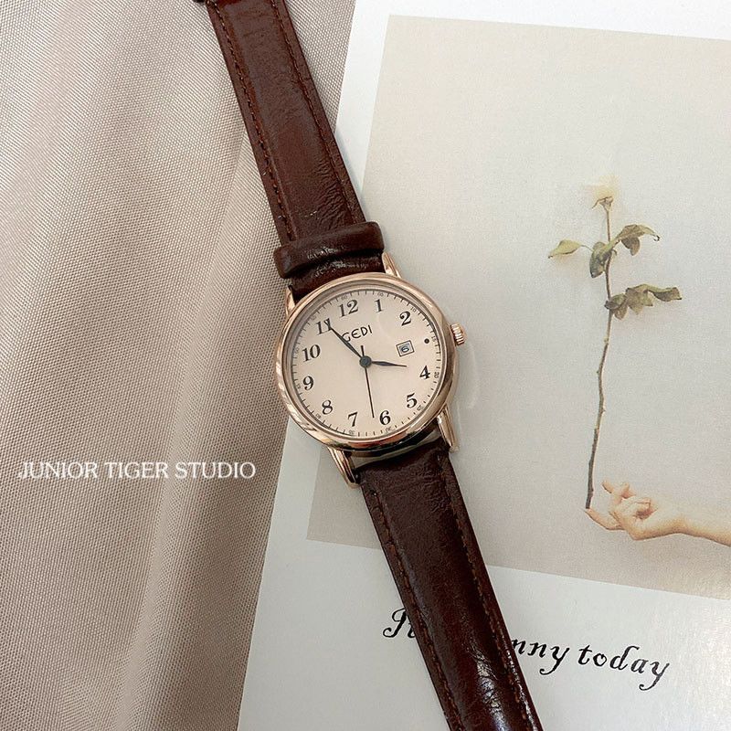 chic women‘s belt watch women‘s student advanced sense korean simple temperamental light luxury minority women‘s watch waterproof