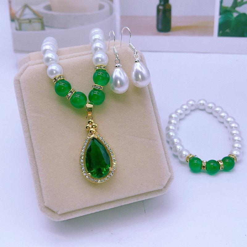 [Three-Piece Set] Synthetic Pearl Necklace Female to Give Mom Middle-Aged and Elderly Mother's Day Clavicle Chain Temperament Wild Color Retention