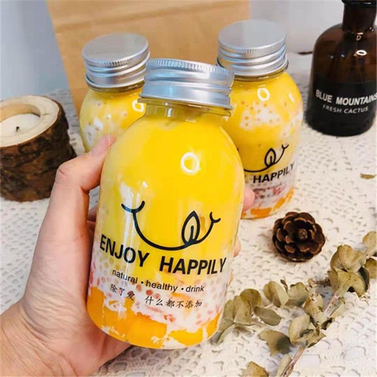 Plastic Cup Milk Tea Dirty Chubby Cup Transparent Juice Takeaway Disposable Mango Pomelo Sago Bubble Water Bottle Beverage Bottle