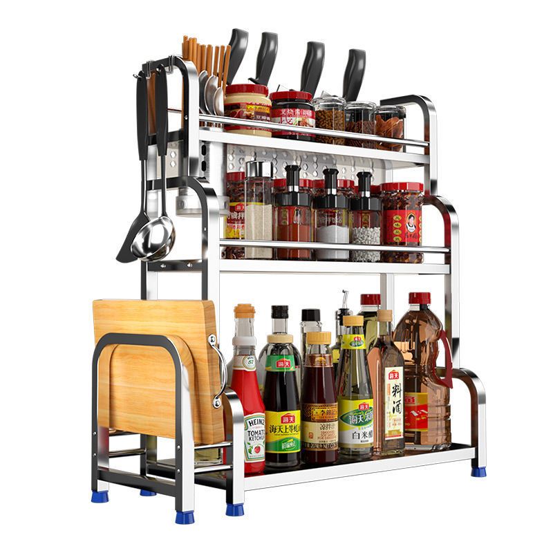 Kitchen Shelf Storage Rack Products Small Supplies Stainless Steel Seasoning Seasoning Rack Multi-Function Knife Holder