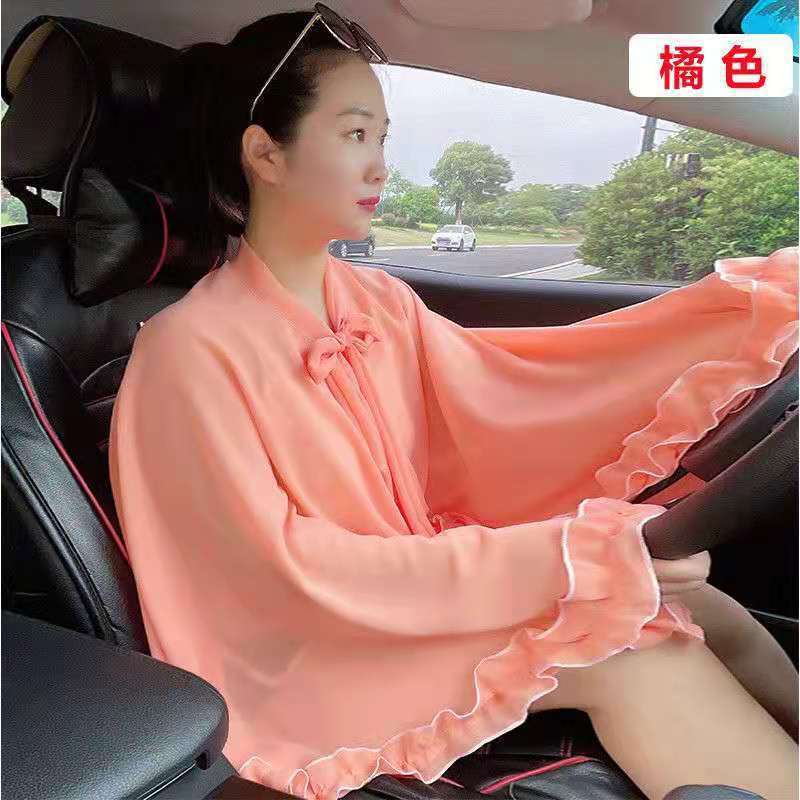 Royal Situ 2023 Sunscreen Shawl Chiffon Shawl One-Piece Wide Shawl Driving Cycling Outer Wear Loose