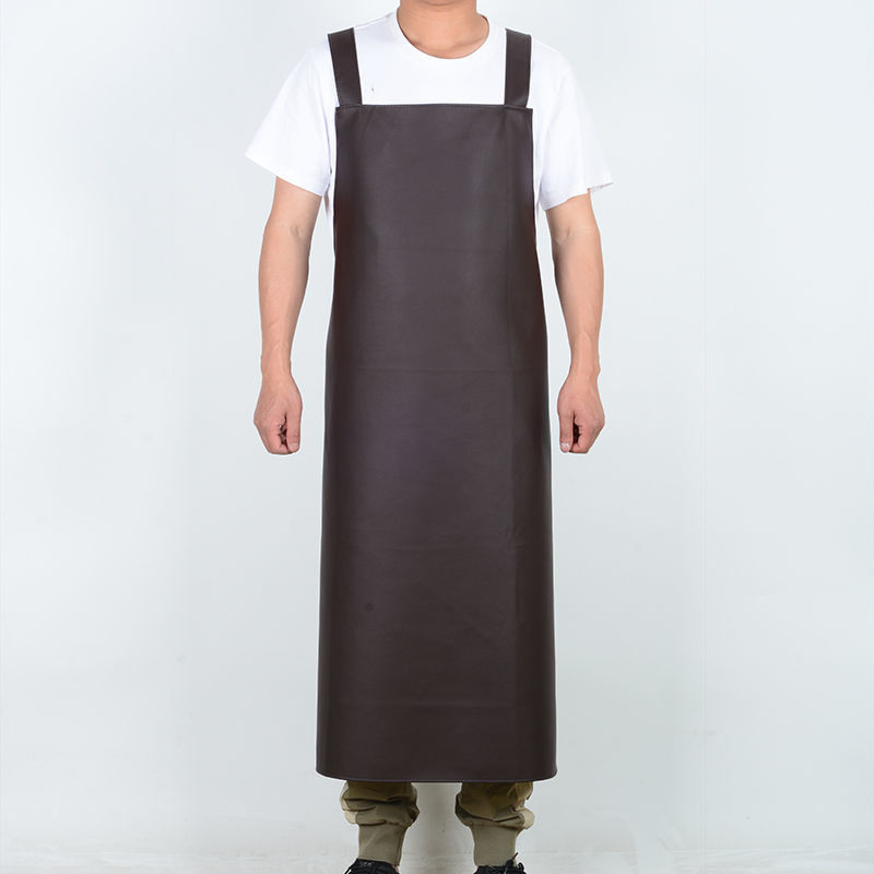 New plus-Sized Thickened Apron Waterproof Women's Coffee Shop Work Men's Kitchen Oil-Proof Wide Strap Pocket Leather Apron