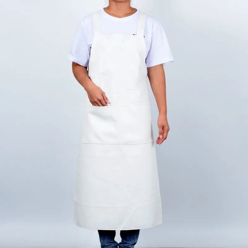 New plus-Sized Thickened Apron Waterproof Women's Coffee Shop Work Men's Kitchen Oil-Proof Wide Strap Pocket Leather Apron