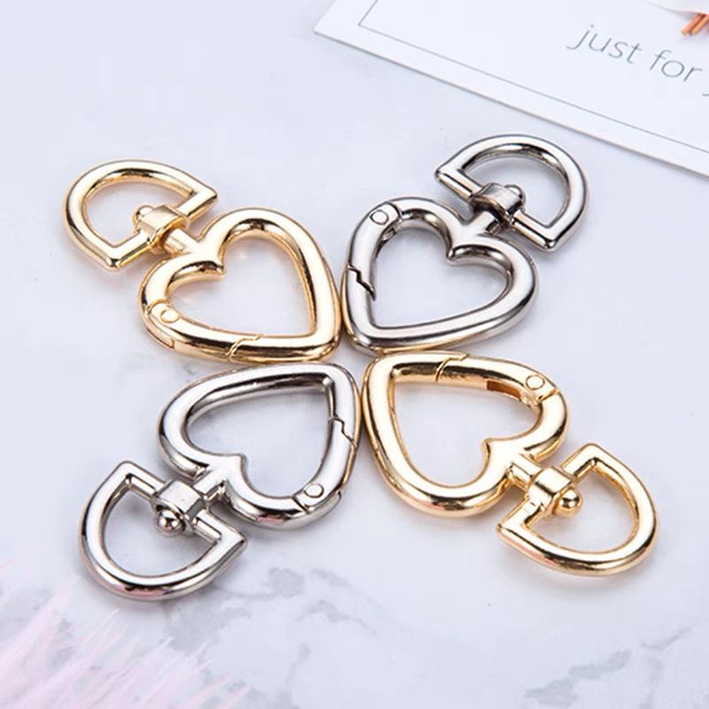 heart-shaped split ring men‘s and women‘s bag hardware accessories metal ring decorative pendant key ring buckle alloy spring coil