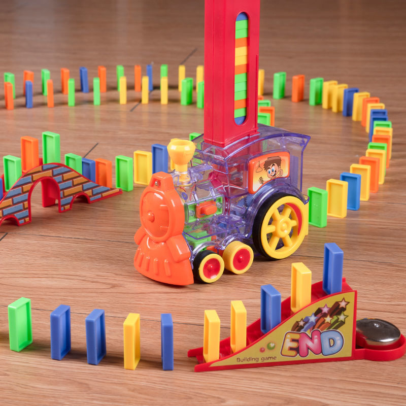Dominoes Train Automatic Delivery and Licensing Electric Car Children Boy 3-6 Years Old Puzzle Internet-Famous Toys