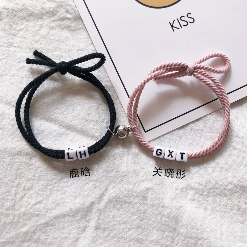 diy custom letter couple bracelet female student with name for boyfriend smaller leather sheath girlfriend gifts dual-use headband