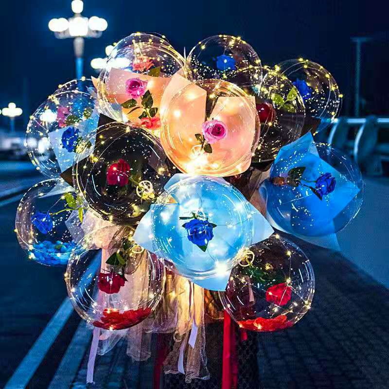 online celebrity bobo ball bouquet wholesale 100 full set with lights valentine‘s day luminous balloon night market promotion